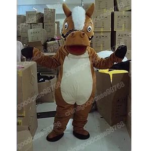 Performance Brown Horse Mascot Costume Top Quality Halloween Fancy Robe Party Cartoon Characon Tesitifit Tapis carnaval Unisexe Adults Tenue