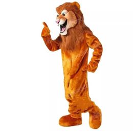 Costume de mascotte de lion en fourrure longue marron, tenue de fête fantaisie d'halloween et de noël, tenue de personnage de dessin animé, tenue de carnaval unisexe pour adultes