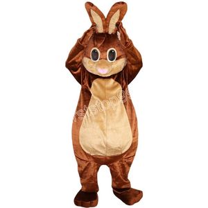 Prestaties bruin konijn kostuum Bunny mascotte kostuum pluche met masker voor volwassen feest Pasen jurk