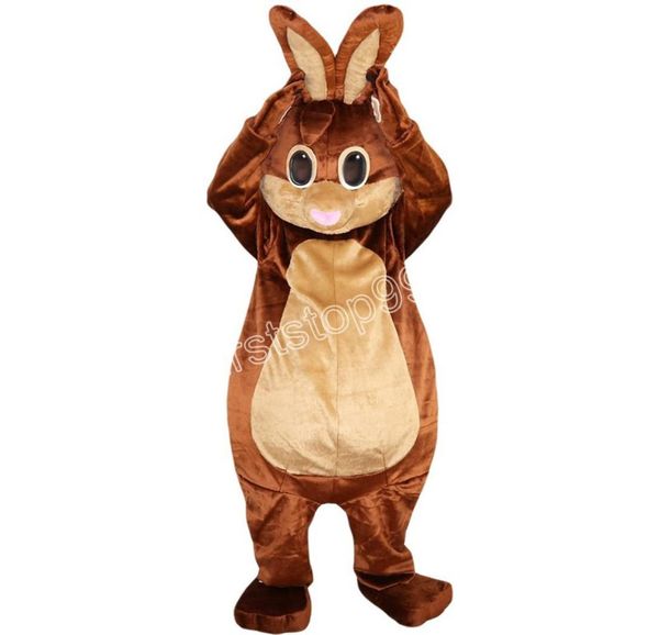 Performance Brown Rabbit Costume Bunny Mascot Costume Plance avec masque pour la fête de Pâques adultes 2152447