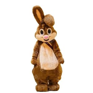 Costume de mascotte de lapin marron de haute qualité, robe de soirée fantaisie d'halloween, tenue de personnage de dessin animé, costume de carnaval unisexe pour adultes