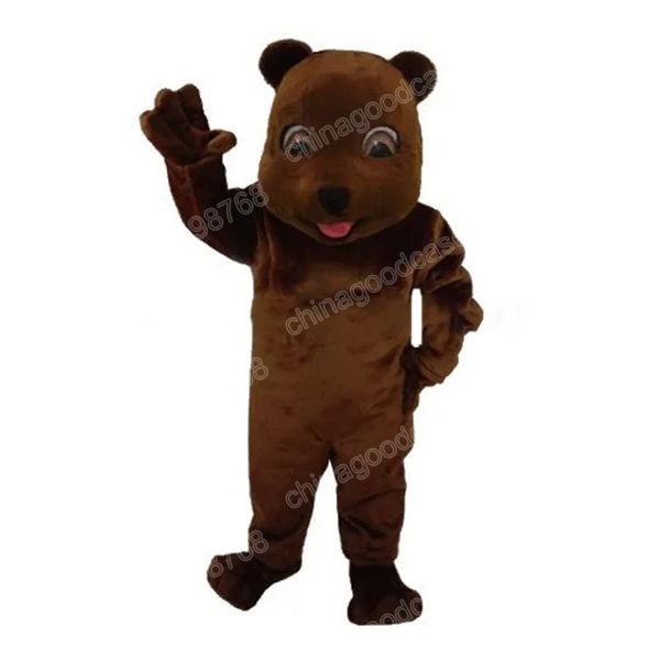 Costume de mascotte d'ours en peluche marron de performance, tenue de soirée fantaisie d'Halloween de qualité supérieure, tenue de personnage de dessin animé, tenue de carnaval unisexe