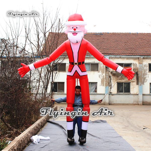 Performance de défilé de Noël en plein air marche Costume de père noël gonflable 3.5m marionnette de père noël pour la décoration de noël