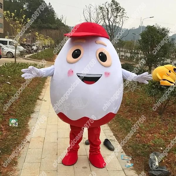 Costume de mascotte d'œuf blanc mignon, robe de soirée fantaisie d'Halloween, tenue de personnage de dessin animé, costume de carnaval, taille adulte, anniversaire, tenue d'extérieur