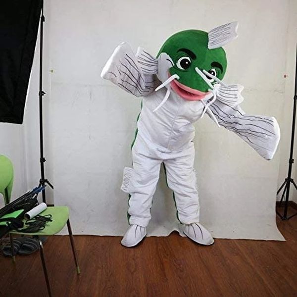 Rendimiento Disfraces de mascota de pez verde Disfraz de fiesta de Halloween Personaje de dibujos animados Carnaval Navidad Pascua Publicidad Fiesta de cumpleaños Traje Traje