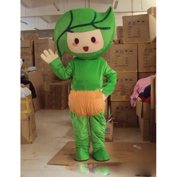 Rendimiento Hojas verdes Disfraz de mascota bebé Halloween Vestido de fiesta de lujo de Navidad Traje de personaje de dibujos animados Carnaval Traje de adultos unisex