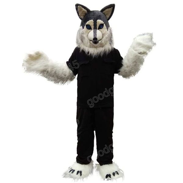 Performance Husky Fox Dog Mascot Costumes Halloween Fancy Party Robe Cartoon Characon Carnival Noël publicitaire Tenue de costume de fête d'anniversaire