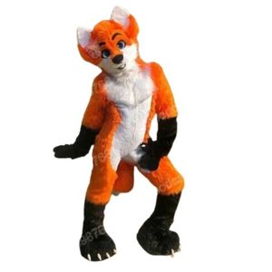 Performance Long Furry Fox Fursuit Costume De Mascotte Halloween Noël Fantaisie Robe De Fête Personnage De Dessin Animé Tenue Costume Carnaval Tenue De Fête Pour Hommes Femmes