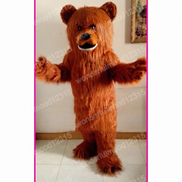 Performance longue peluche ours brun Costumes de mascotte Carnaval Hallowen Cadeaux Unisexe Adultes Fancy Party Games Outfit Holiday Celebration Cartoon Character Outfits