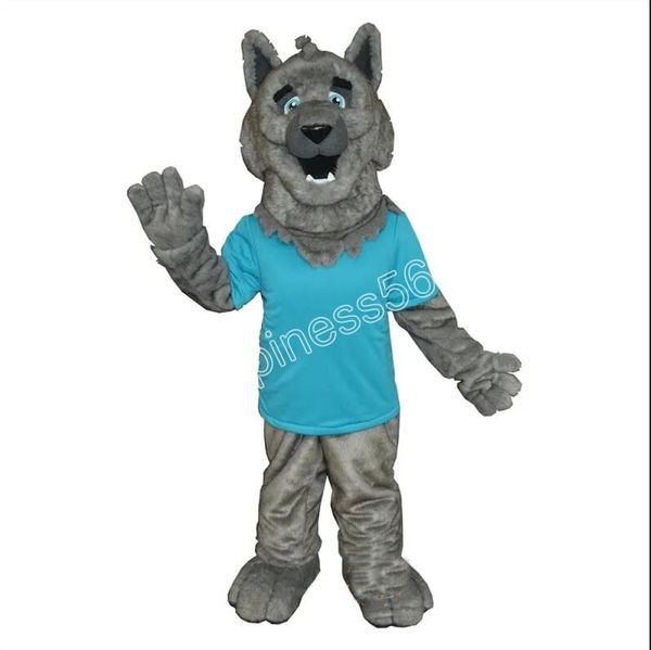 Rendimiento Precioso Lobo Trajes de la mascota de alta calidad Traje de personaje de dibujos animados Traje Carnaval Adultos Tamaño Halloween Fiesta de Navidad Trajes de vestir de carnaval