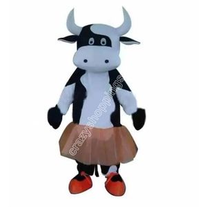 Costume de mascotte de fille de vache à lait de performance, tenues de personnage de dessin animé de qualité supérieure, robe de carnaval de noël, taille adulte, tenue de fête d'anniversaire en plein air