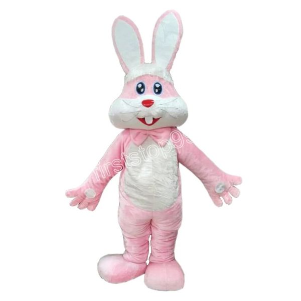 Disfraz de mascota de conejo rosa de rendimiento, trajes de personaje de dibujos animados de Navidad y Halloween, traje, folletos publicitarios, ropa
