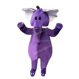 Performance Costumes de mascotte d'éléphant violet Carnaval Cadeaux d'Halloween Unisexe Adultes Jeux de fantaisie Tenue de vacances Costume de publicité extérieure