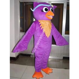 Performance Purple Owl Mascot Costume Top Cartoon Anime Theme Character Carnival Unisexe Adults Taille de Noël Party d'anniversaire