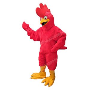 Costume de mascotte de poulet rouge de performance, robe de soirée fantaisie d'Halloween de qualité supérieure, tenue de personnage de dessin animé, tenue de carnaval unisexe