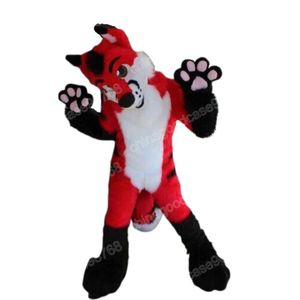 Performance Red Husky Dog Mascot Costume Halloween Kerstmis feestjurk Streepjes Karakter Outfit Pak Carnival Party Outfit voor mannen Women