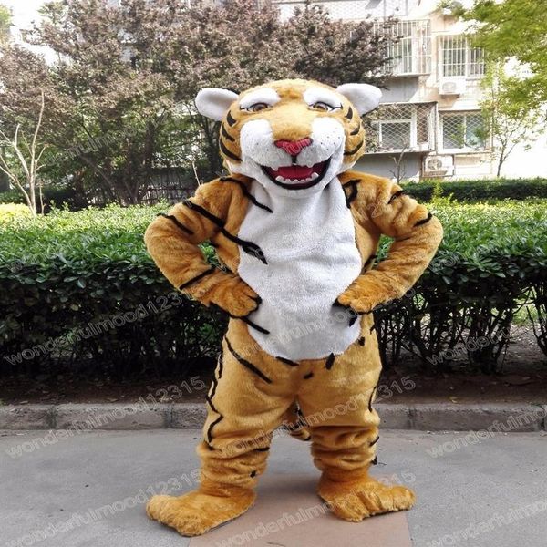 Costumes de mascotte de tigre de performance Carnaval Hallowen Cadeaux Unisexe Adultes Fantaisie Jeux de fête Outfit Holiday Celebration Cartoon Chara256z