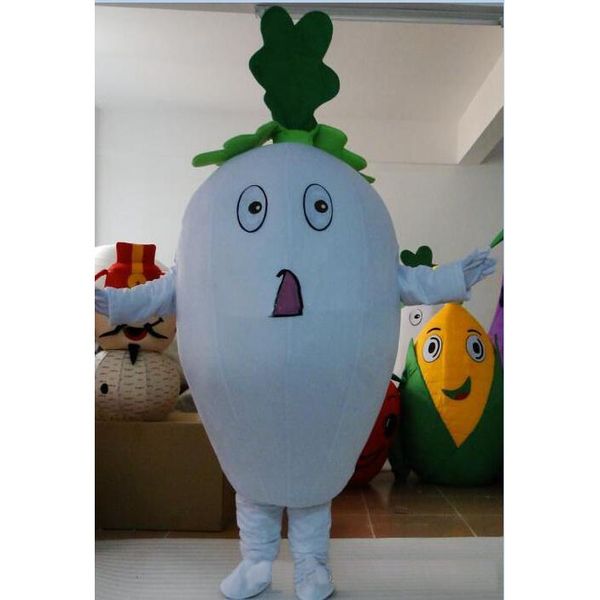 Performance Costume De Mascotte De Légumes Halloween Noël Fantaisie Fête Radis Blanc Personnage De Dessin Animé Costume Costume Adulte Femmes Hommes Robe Carnaval Unisexe Adultes