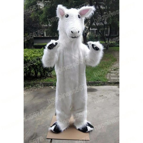 Desempenho cavalo branco trajes da mascote personagem dos desenhos animados terno terno carnaval adultos tamanho halloween festa de natal carnaval vestido ternos