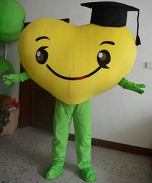 Costume de mascotte d'amour de cœur jaune, robe de soirée fantaisie d'halloween et de noël, Costume de personnage de dessin animé, tenue de carnaval unisexe pour adultes