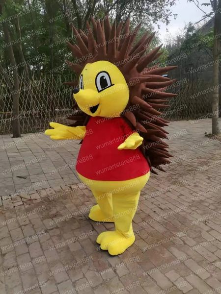 Rendimiento Amarillo erizo Disfraces de la mascota Disfraces de Halloween Vestido de fiesta Personaje de dibujos animados Carnaval Navidad Pascua Publicidad Fiesta de cumpleaños Traje Traje