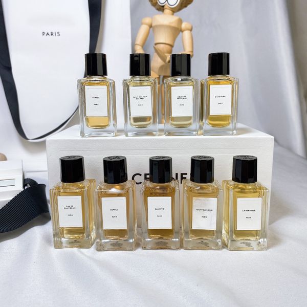 Perfume 10ml Juego de 9 piezas Eau De Parfum Fragancia neutra de larga duración Buen olor EDP Marca de París Hombre Mujer Spray de viaje 9 en 1 Kit de caja de regalo de muestra de colonia 9 piezas