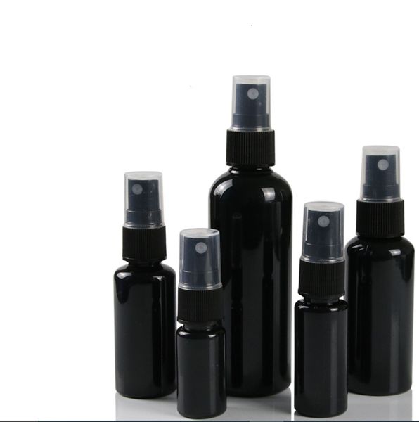 Bouteille de parfum 100 x 10 ml 20 ml 30 ml PortableTravel Bouteille vide en plastique noir Bouteille de pulvérisation de parfum Conteneur d'emballage cosmétique 50 ml 60 ml 100 ml 230323