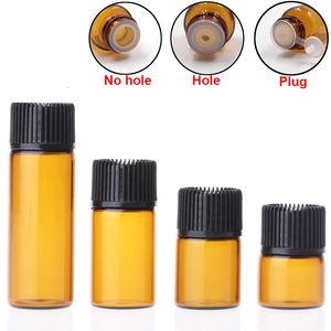 Parfumfles 100 stcs 1 ml 2 ml 3 ml 5 ml vloeibare parfummonster Amber glazen fles met openingreducer en dop kleine etherische olie helder flesjes 230323