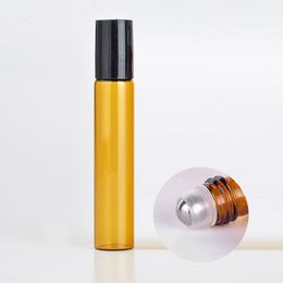 Frasco de perfume 100 pçs/lote 5ml 10ML Roll On Frasco de perfume recarregável de vidro âmbar portátil