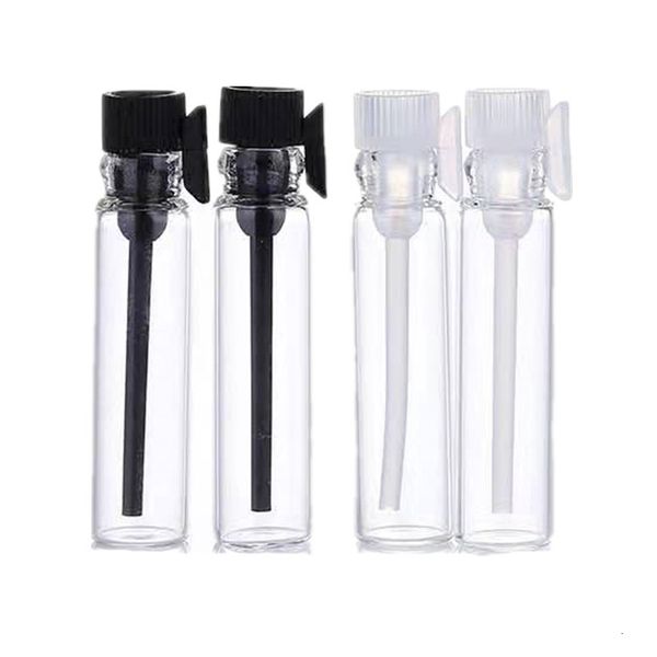 Botella de perfume 100pcs / Pack 0.5ML 2ML 3ML Negro Claro Mini Perfume Botella de vidrio Botella de cosméticos vacía Muestra Tubo de ensayo Frascos de vidrio delgado 230323