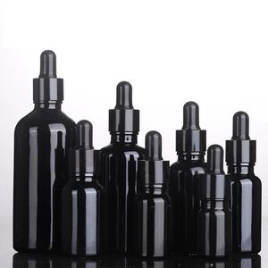 Flacon de parfum 10 pièces/lot 10 ml 15 ml 30 ml 50 ml flacons compte-gouttes noirs en verre bouteilles d'huile essentielle pour parfum armathérapie contenants de maquillage 231024