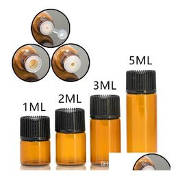 Parfumfles 1 ml 2 ml L 5 ml Amber Druppper Mini Glas Essentiële olie Display Smakje klein serum per bruin monstercontainer Drop Dhzsy