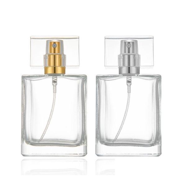 Botella de Perfume de 30Ml de vidrio cuadrado por boquilla dispensadora de cosméticos, botellas de Spray 100 unids/lote, envío directo, salud, belleza, fragancia, desodorante Dhtzo