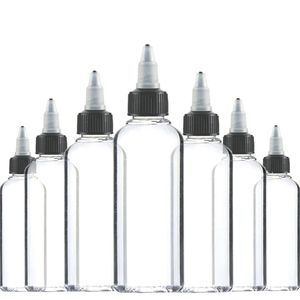 Bouteille de parfum 30pcs 30ml 60ml 100ml 120ml 150ml Flacon d'encre vide en plastique Twist Top Cap noir Transparent Bouteille transparente Accessoires de tatouage 230217