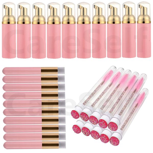 Bouteille de parfum 30pcs 60ML Brosse de shampoing pour les cils Ensemble de bouteilles de mousse de savon vide Comprend 10pcs Supprimer les points noirs Nettoyant nasal 10pcs Brosse à mascara 230626