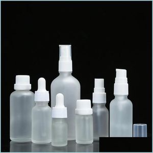 Parfumfles 5/10/15 ml Frosted Essential Oil Bottle Glas per bemonsteringsflacon met dekselvulling Contianer F2011 Drop levering 2021 DHKAZ