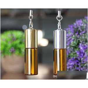 Bouteille De Parfum 5Ml Ambre Pendentif En Verre Vide Échantillon Par Avec Des Flacons À Billes En Acier Petite Promotion Livraison De Goutte D'huile Santé Beauté Dhhby