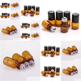 Parfumflesje 600 stks/partij lege mini 2 ml amber roll-on glazen flessen etherische olie vloeistof per met metalen rolbal kleine monster Dr Dh1Lv