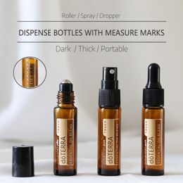 Parfumflesje 6Pcs 10ml etherische olie fles doterra amber dik glas roller fles parfum spray fles druppelflesje reizen flacon 230728