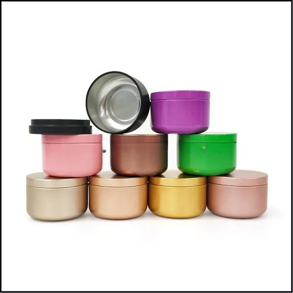 Bouteille de parfum Bougie en aluminium Tin 50 ml par bouteille Contenants ronds Pots cosmétiques Pot de crème à l'huile Vide Aromathérapie Métal scellé Can T Dhbqe magasin d'usine