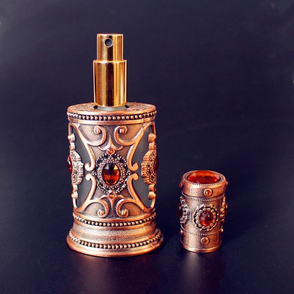 Bouteille de parfum Antique 40 ml grande bouteille de parfum en métal de style arabe flacon pulvérisateur en verre vide conteneur cosmétique artisanat décoration cadeau 230724