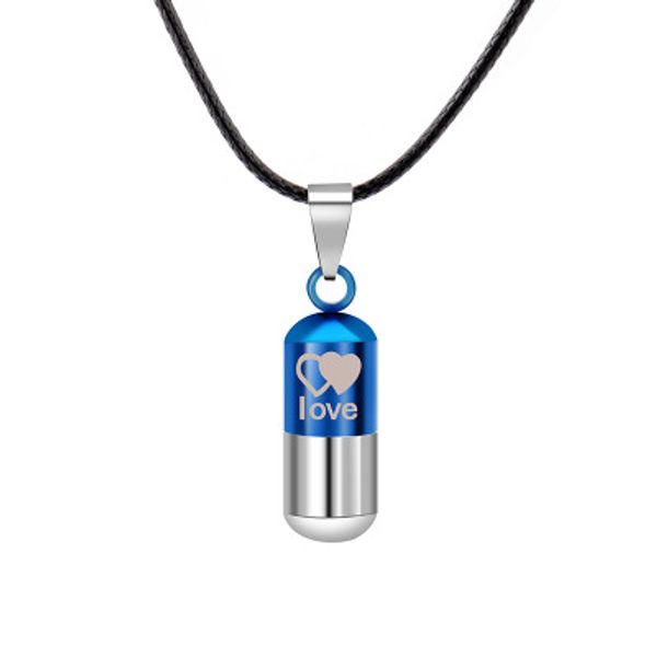 Botella de perfume botella de aceite esencial colgante collar de acero inoxidable corazón amor puede abrir pastillas colgante pareja collar ceniza titular joyería