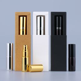 Bouteille de parfum Bouteille de parfum 5 ml avec boîte d'emballage Or Argent Noir Verre Vaporisateur Échantillon Flacons en verre transparent Atomiseur de parfums portable 230615