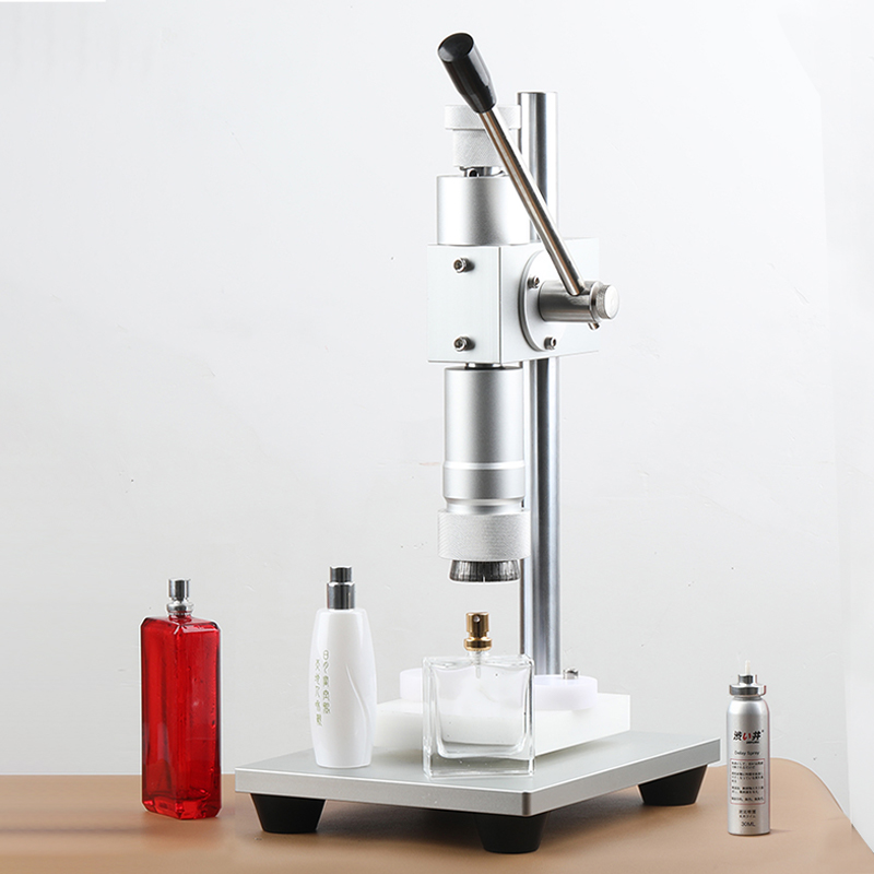 Parfümflaschen-Verschließmaschine, Tisch-Verschließmaschine für ätherische Öle, manuelle pneumatische Verschließwerkzeuge, 20 mm, für orale Flüssigkeit