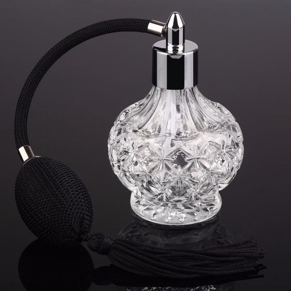 Bouteille de parfum Vintage bouteille de parfum en cristal 80 ml noir longue ampoule vaporisateur atomiseur dame femmes cadeau recharge parfum bouteilles vides voyage en gros 230826