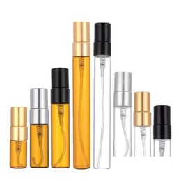 Bouteilles de parfum en gros de luxe rond 2 ml l 5ml 10ml mini vide vide vide en verre de pulvérisation ambre par échantillon