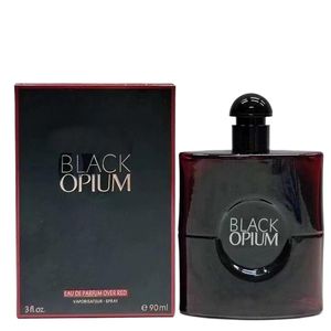 Parfum voor vrouwen Donker Rood Black Opium Atomizer Bottle Glas Glas Glas Sexy Lady Clone EDP Parfum 90 ml langdurige bloemfruitgeur Parfums Snelle verzending