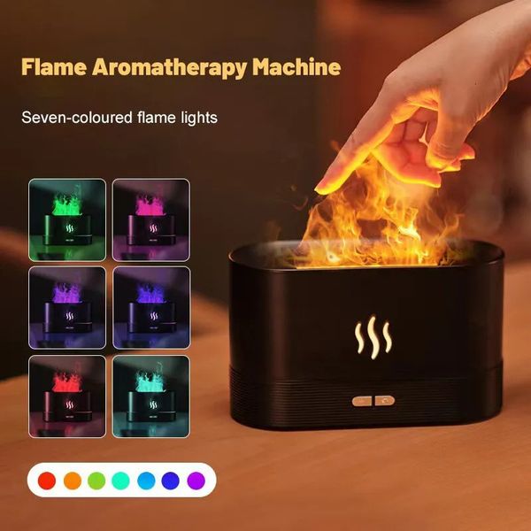 Humidificateur de parfum humidificateur d'air ultrasonique avec Simulation d'éclairage LED Machine de parfum de flamme colorée 231226