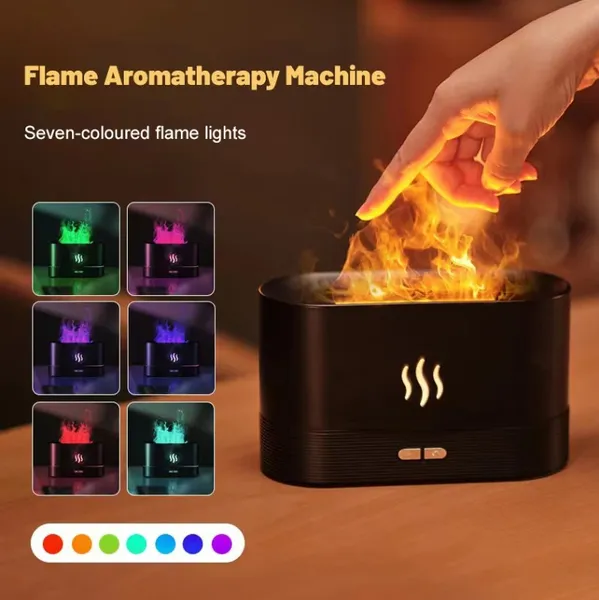 Parfüm-Luftbefeuchter, Ultraschall-Luftbefeuchter mit LED-Beleuchtung, Simulation, bunte Flamme, Duftmaschine, USB, kleiner Haushalt