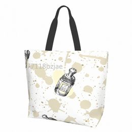 Bolsas de mano con patrón de perfume para mujer, bolsas de comestibles reutilizables, bolsas grandes para tienda s269#